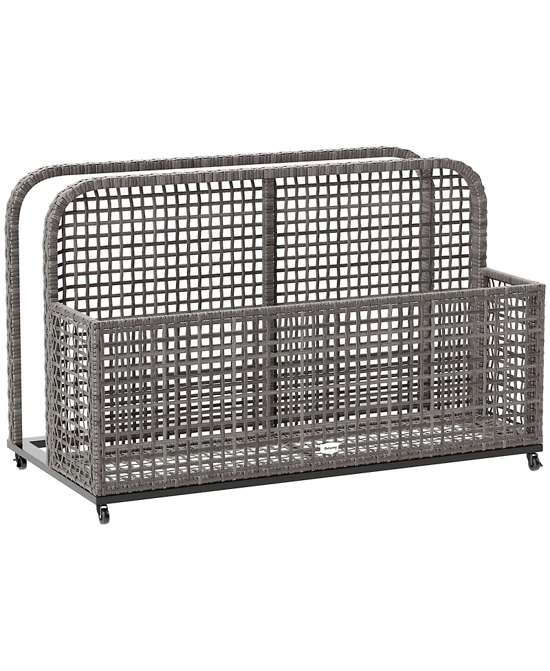 Outsunny Pool Float Storage with Wheels, Pool Caddy, Light