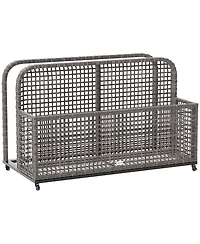 Outsunny Pool Float Storage with Wheels, Pool Caddy, Light