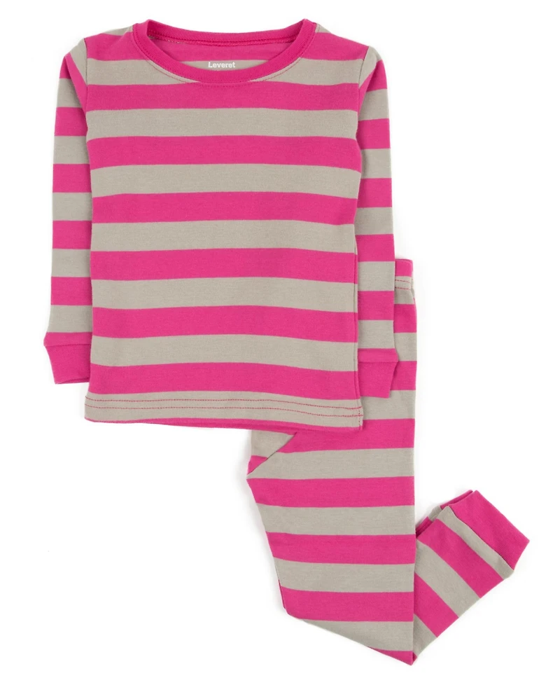 Leveret Kids Two Piece Cotton Striped Holiday Pajamas
