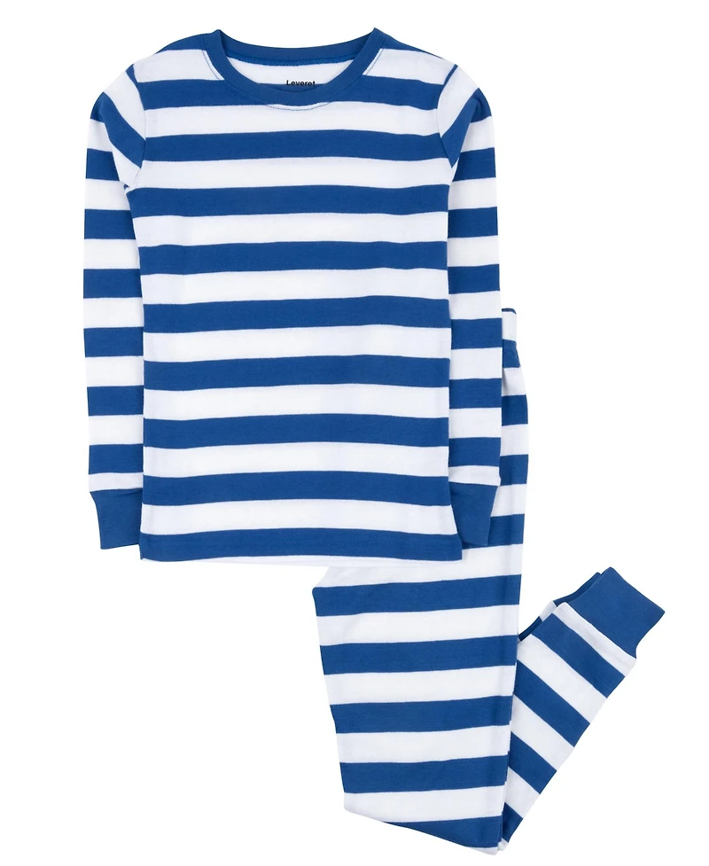 Leveret Kids Two Piece Cotton Striped Holiday Pajamas
