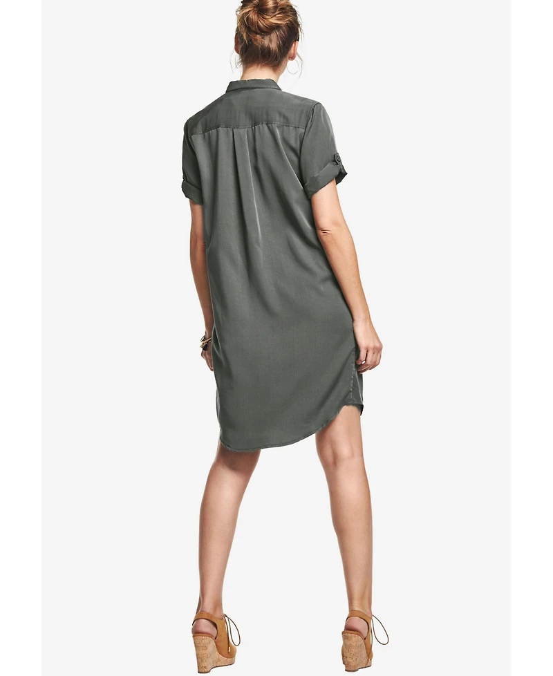 ellos Women's Button Front Linen Shirtdress