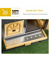 PawHut Wooden Rabbit Hutch Outdoor with Run, Bunny Cage with Removable Tray