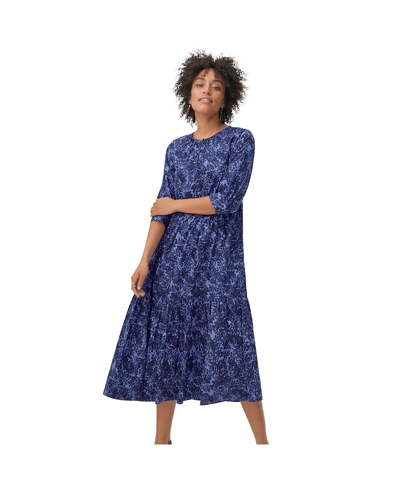 ellos Plus Tiered Cotton Midi Dress