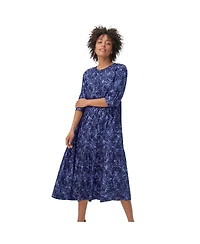 ellos Plus Tiered Cotton Midi Dress