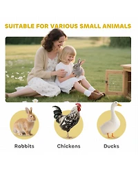 PawHut Large Wooden Rabbit Hutch Small Animal Habitat Enclosure