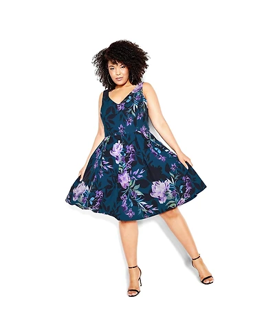 City Chic Women's Hydrangea Print Dress
