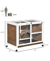 PawHut Small Rabbit Cage, Desk and Side Table Sized, Waterproof