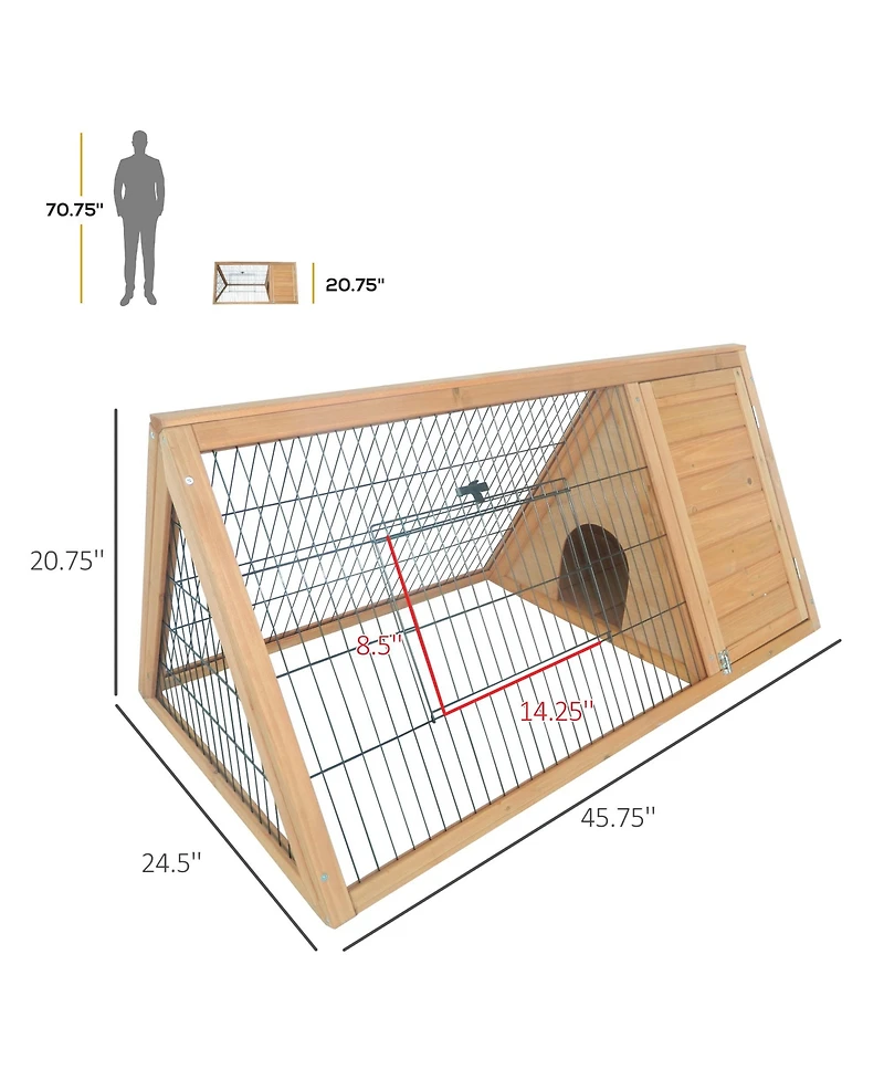 PawHut 46" x 24" Wooden A-Frame Outdoor Rabbit Cage Small Animal Hutch,