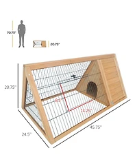 PawHut 46" x 24" Wooden A-Frame Outdoor Rabbit Cage Small Animal Hutch,