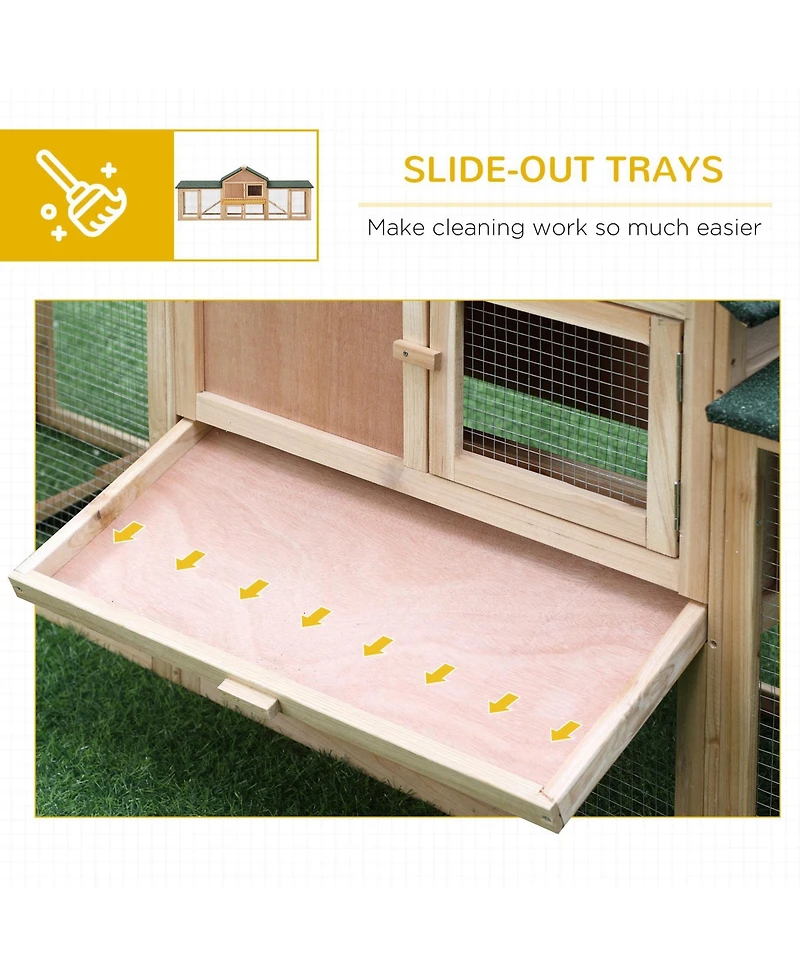 PawHut 83" Wooden Rabbit Hutch House with Run
