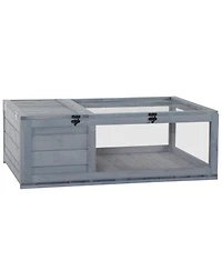 PawHut Wooden Tortoise House Turtle Habitat Enclosure Outdoor Reptile Cage