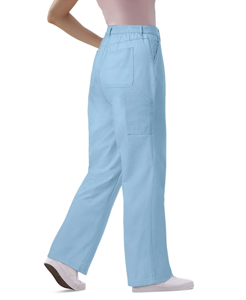 Woman Within Women's Back-Elastic All-Cotton Denim Carpenter Jeans