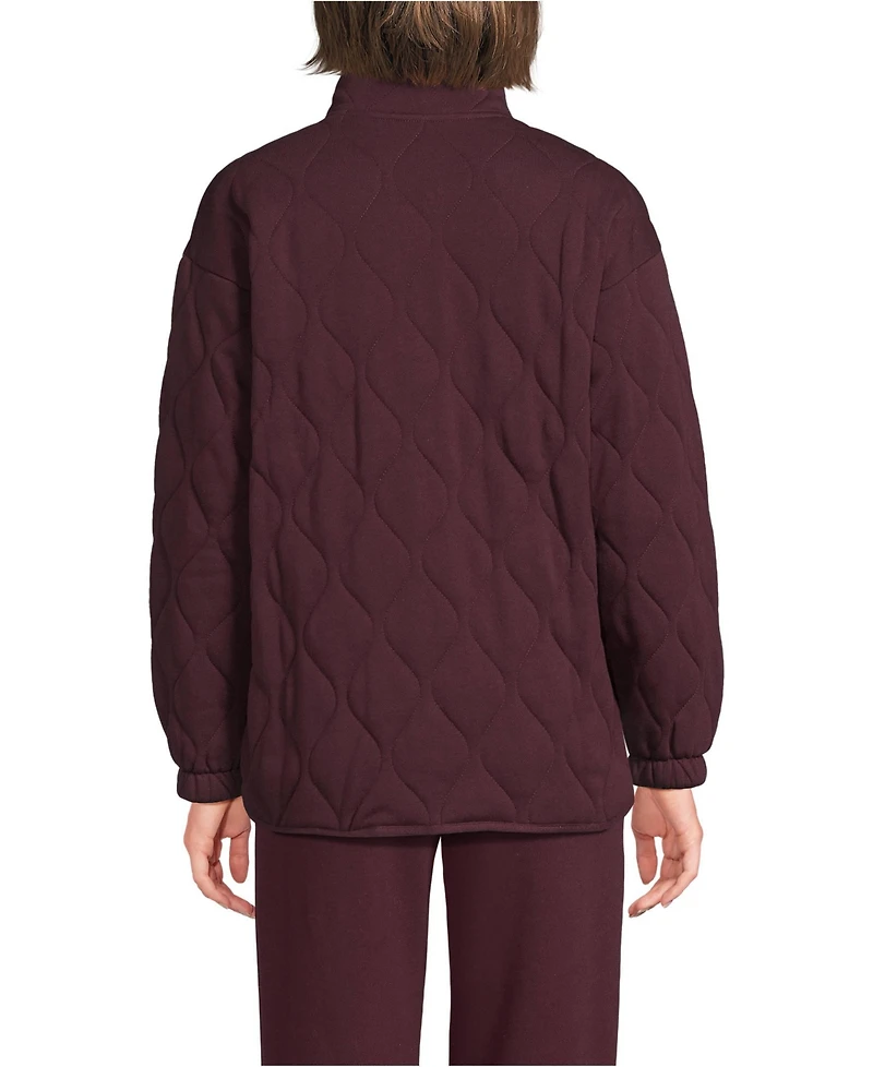 Lands' End Women's RainDefense Serious Sweats Quilted Full Zip Jacket