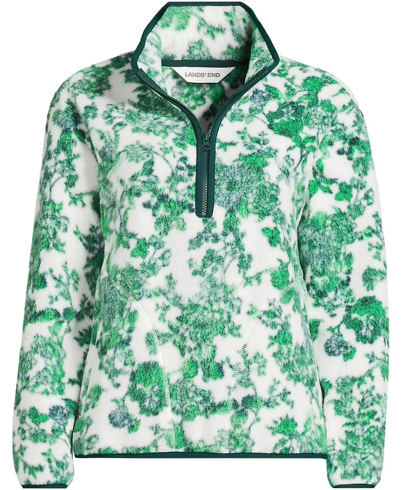 Lands' End Women's Print Half Zip Cozy High Pile Fleece Pullover
