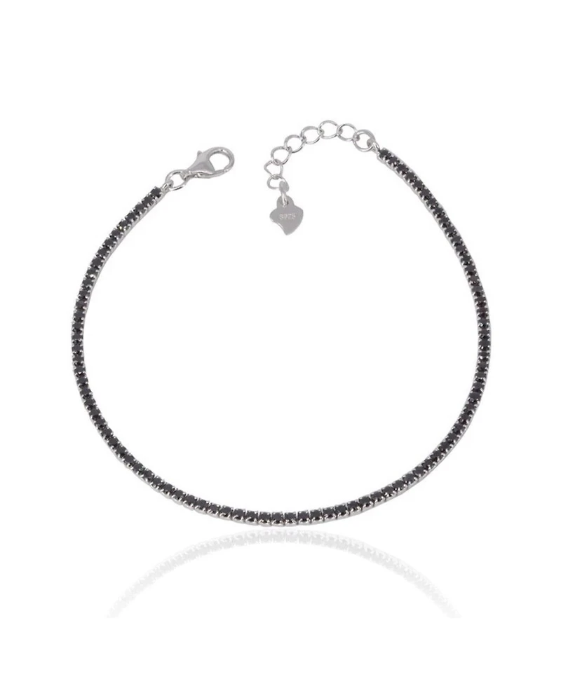 Sterling Silver Mini Black Tennis Bracelet