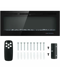 Sugift 50 Inch Recessed Electric Insert Wall Mounted Fireplace with Adjustable Brightness