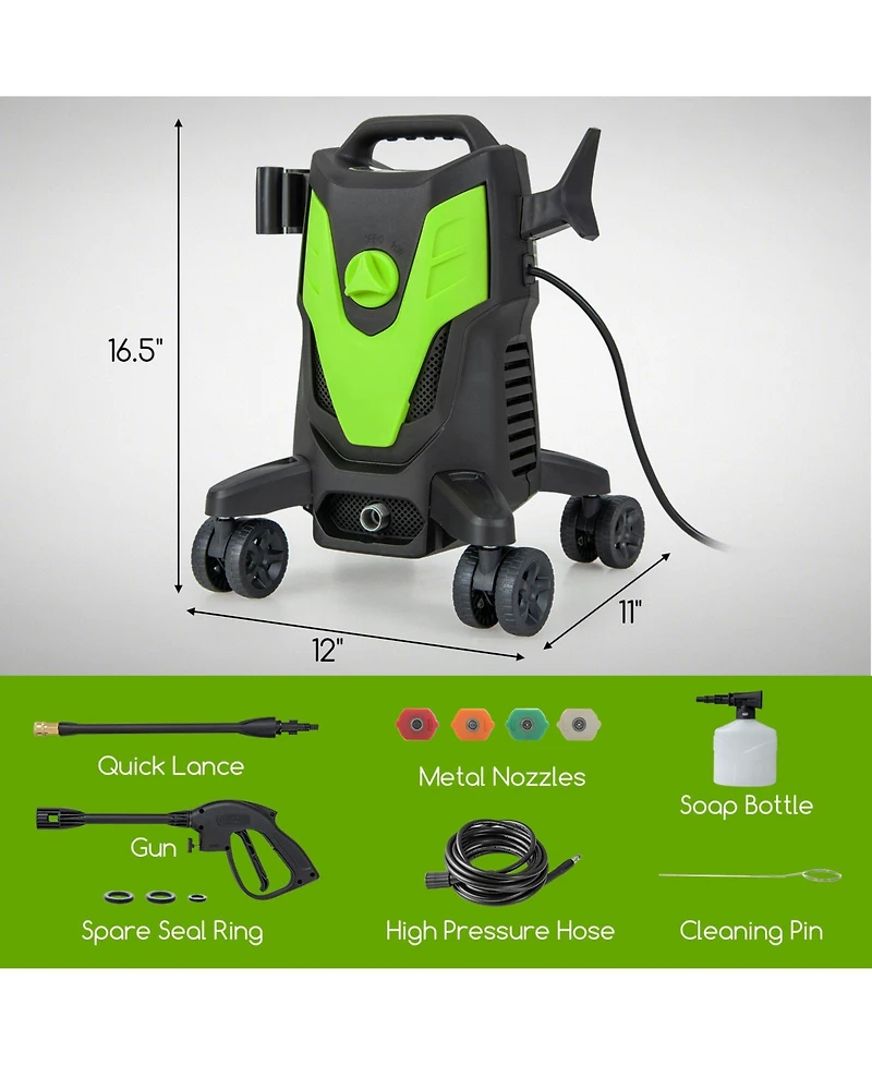 Sugift 2400 Psi Electric Pressure Washer with 4 Universal Wheels.