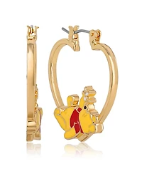 Disney Winnie the Pooh Heart Hoop Earrings, Gold-Tone with Red Enamel