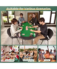 Sugift Foldable Poker Table with 8 Cup Holders and Padded Armrests