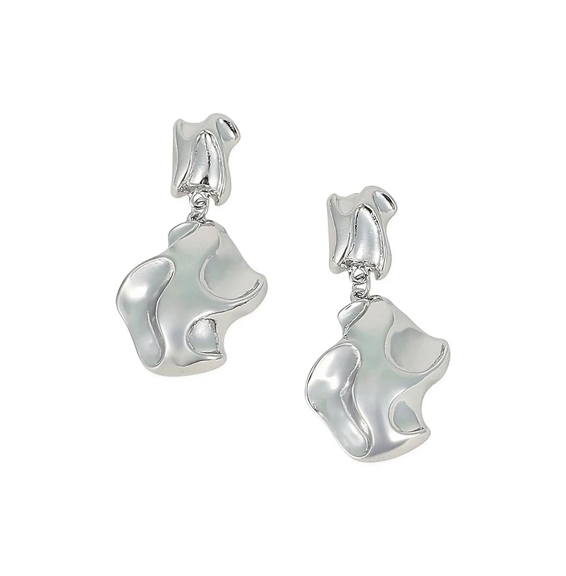 Women's The Eroded Drop Earrings - Chrome Silver
