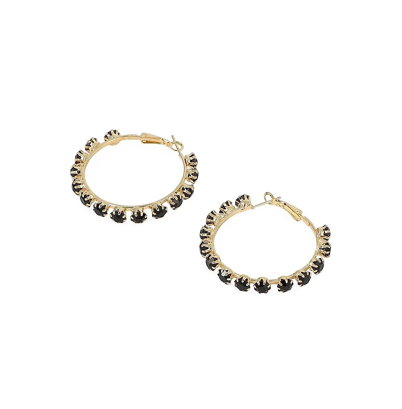 Women's The All-Over-Stud Hoop Earrings - Onyx Black