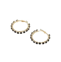 Women's The All-Over-Stud Hoop Earrings - Onyx Black