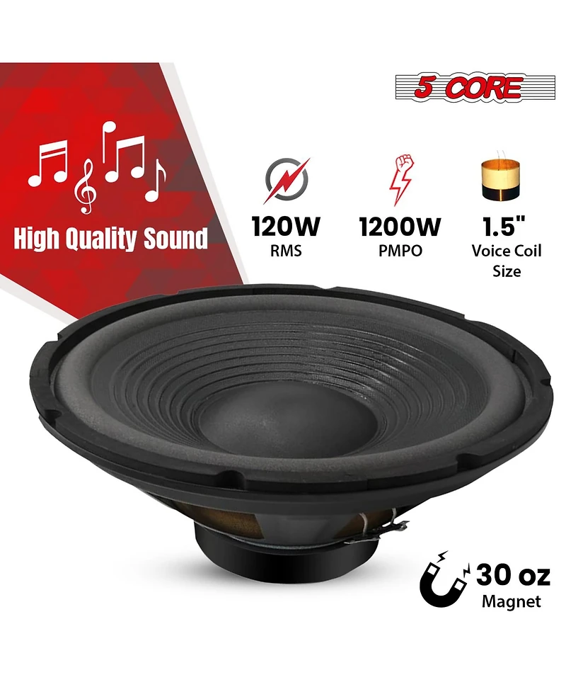 5 Core 12 Inch Guitar Amp Speaker Replacement 200W 8 Ohm Low Distortion for Electric Guitar Cabinets