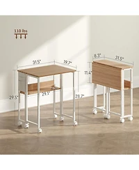 Homcom Small Folding Desk Foldable Computer with Shelf Wheels
