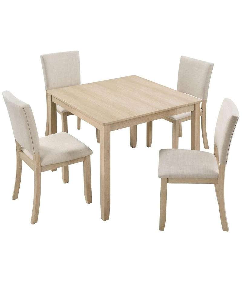 Maison Boucle 5-Piece Dining Table Set for 4, Small Kitchen Table and Chairs Set, Modern Wooden Dining Set for Apartment or Breakfast Nook-Maison Bouc