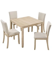 Maison Boucle 5-Piece Dining Table Set for 4, Small Kitchen Table and Chairs Set, Modern Wooden Dining Set for Apartment or Breakfast Nook-Maison Bouc