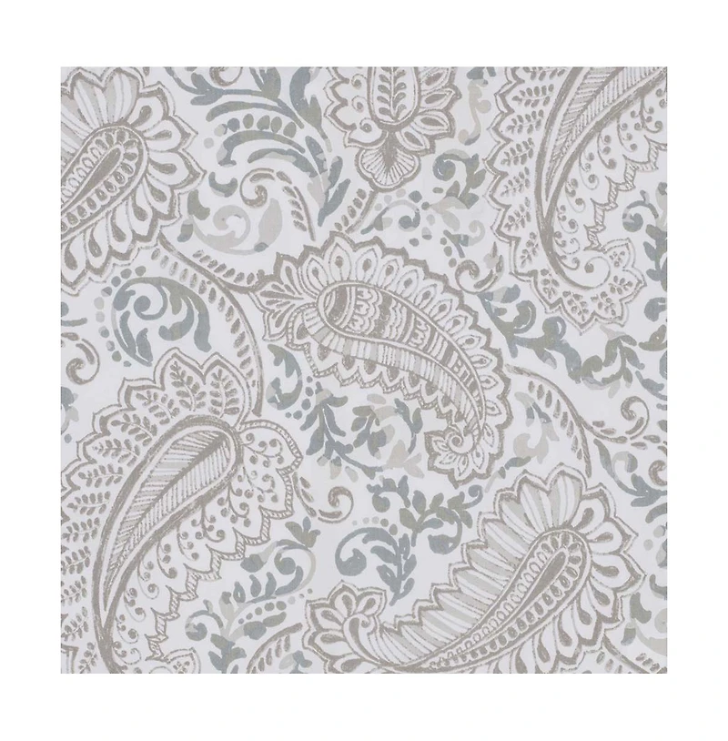 Ellis Curtain Shannon Printed Paisley Pattern on Cotton Fabric Tailored Tiers 1.5" Rod Pocket 50"x36" Natural