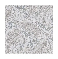 Ellis Curtain Shannon Printed Paisley Pattern on Cotton Fabric Tailored Tiers 1.5" Rod Pocket 50"x36" Natural