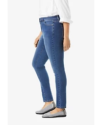 Woman Within Women's Tall Stretch-Denim Slim-Leg Five-Pocket Jeans