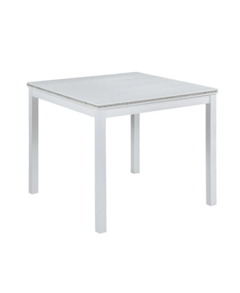 5-Piece Square Dining Table Set with 4 Upholstered Chairs, Crystal Trim Wood Table for Kitchen or Small Dining Room-Maison Boucle