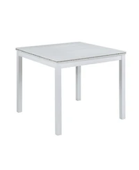 5-Piece Square Dining Table Set with 4 Upholstered Chairs, Crystal Trim Wood Table for Kitchen or Small Dining Room-Maison Boucle