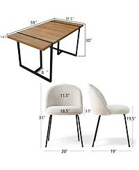 Maison Boucle Modern 5-Piece Dining Set for 4, Rectangular Table with Sturdy Metal Frame and Upholstered Chairs Small Room