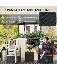 Outsunny 3 Piece Patio Furniture Set, Wicker Conversation Bistro Set