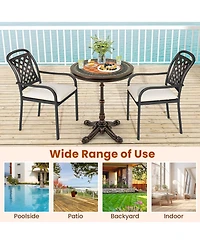 Costway 32" Patio Dining Table with 1.6" Umbrella Hole & Lid Dpc Tabletop for Backyard