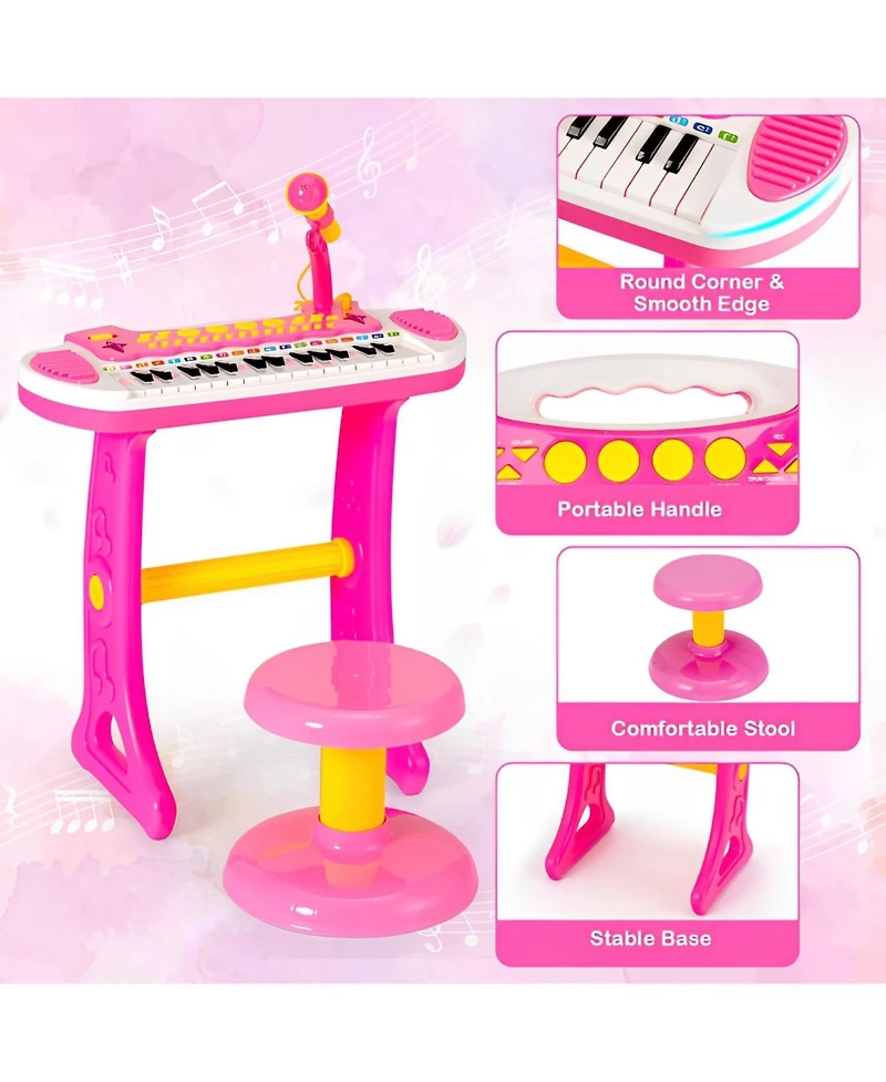 Sugift 31-Key Kids Piano Keyboard Toy with Microphone and Multiple Sounds for Age 3+