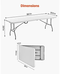 Slickblue Lightweight 8 Ft Portable Folding Table with Handle for Easy Transport