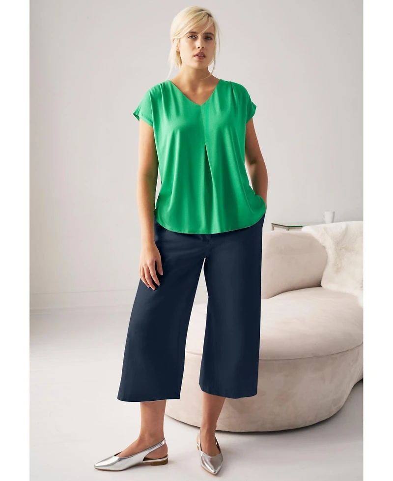 ellos Women's Lightweight Wide-Leg Crop Jeans