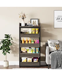 Tribesigns Wood Fruit and Vegetable Storage Rack, 5-Tier Pull-Out Snack Stand Fruit Basket Stand