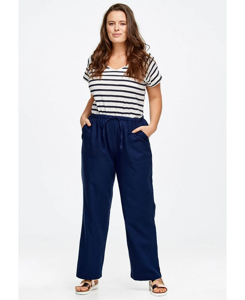 ellos Women's Linen-Blend Drawstring Pants