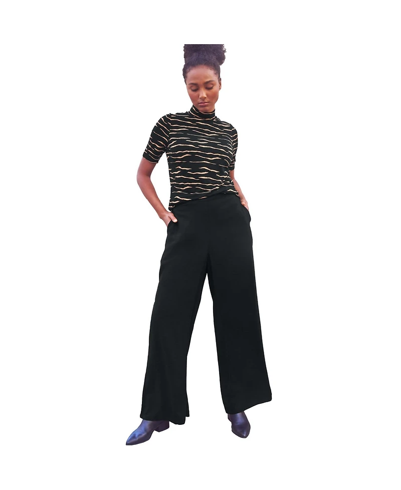 ellos Women's Wide-Leg Soft Pants With Back Elastic