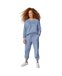 ellos Women's Drawstring Waist Fleece Sweatpants
