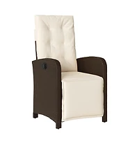 Reclining Garden Chair Brown Pe Rattan, Powder-Coated Steel