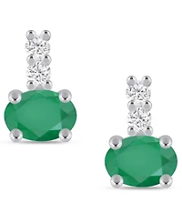 Macy's Gemstone and Diamond (1/8 ct. t.w.) Earrings 10k White Gold (also Yellow Gold)