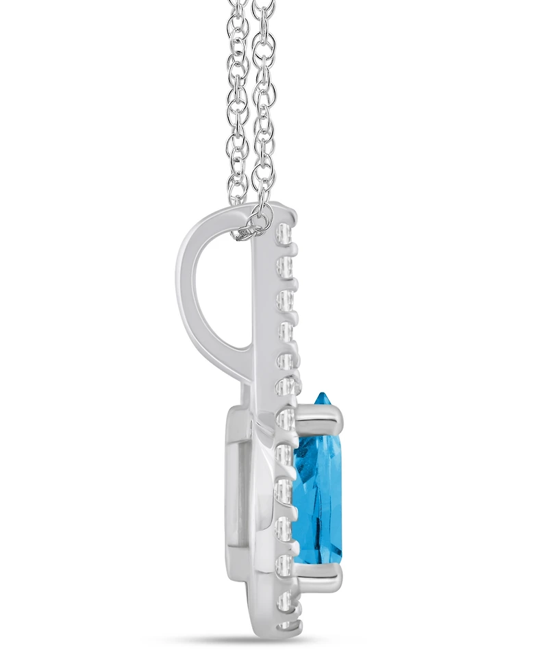 Macy's Gemstone and Diamond Halo Pendant Necklace (1/5 ct. t.w.) 10k White Gold (also Yellow Gold)