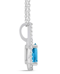 Macy's Gemstone and Diamond Halo Pendant Necklace (1/5 ct. t.w.) 10k White Gold (also Yellow Gold)