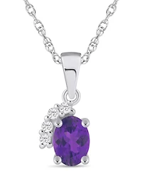 Macy's Gemstone and Diamond Pendant Necklace (1/20 ct. t.w.) 10K White Gold (also Yellow Gold)